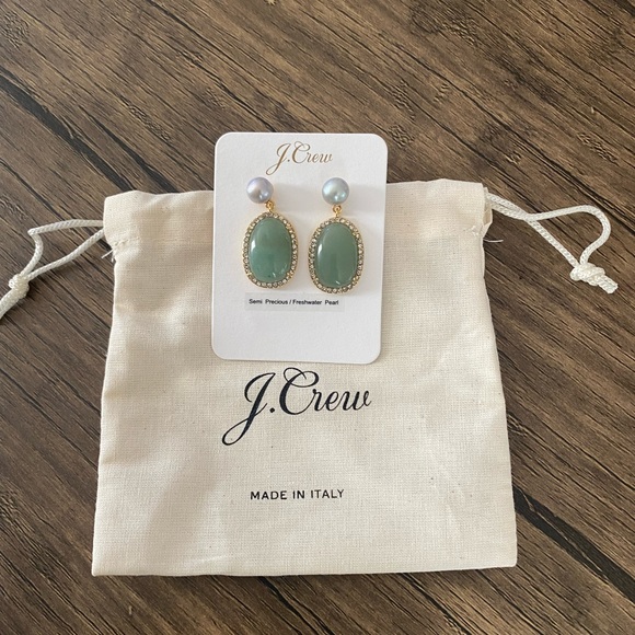 J. Crew Stone and Freshwater Pearl Post Earrings - Picture 2 of 9